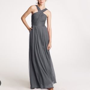 J Crew Claudia Halter Top Silk Chiffon Formal Dress